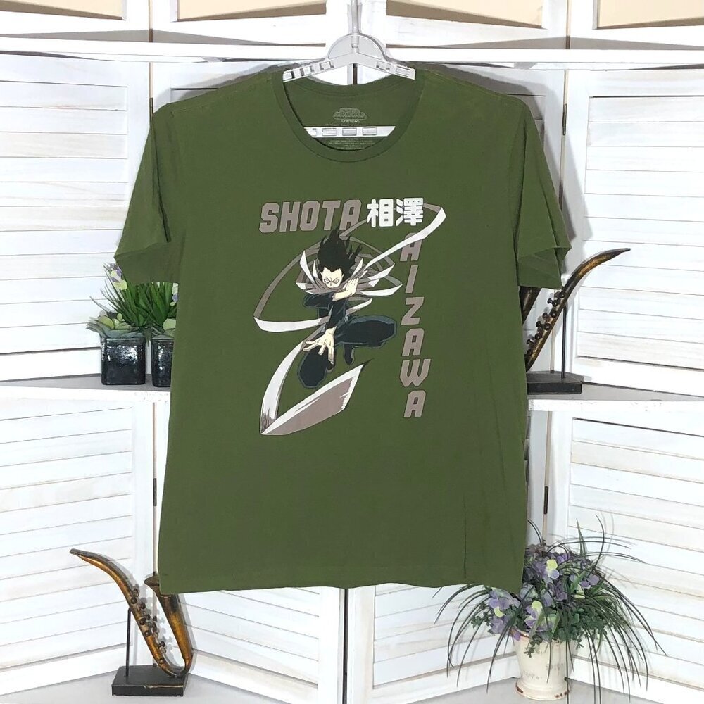 My Hero Academia Shota Aizawa Green Black Cotton T Shirt Extra Large